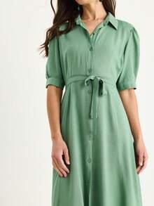 BIANCO LUCCI 女士休闲纯色抽绳中长连衣裙