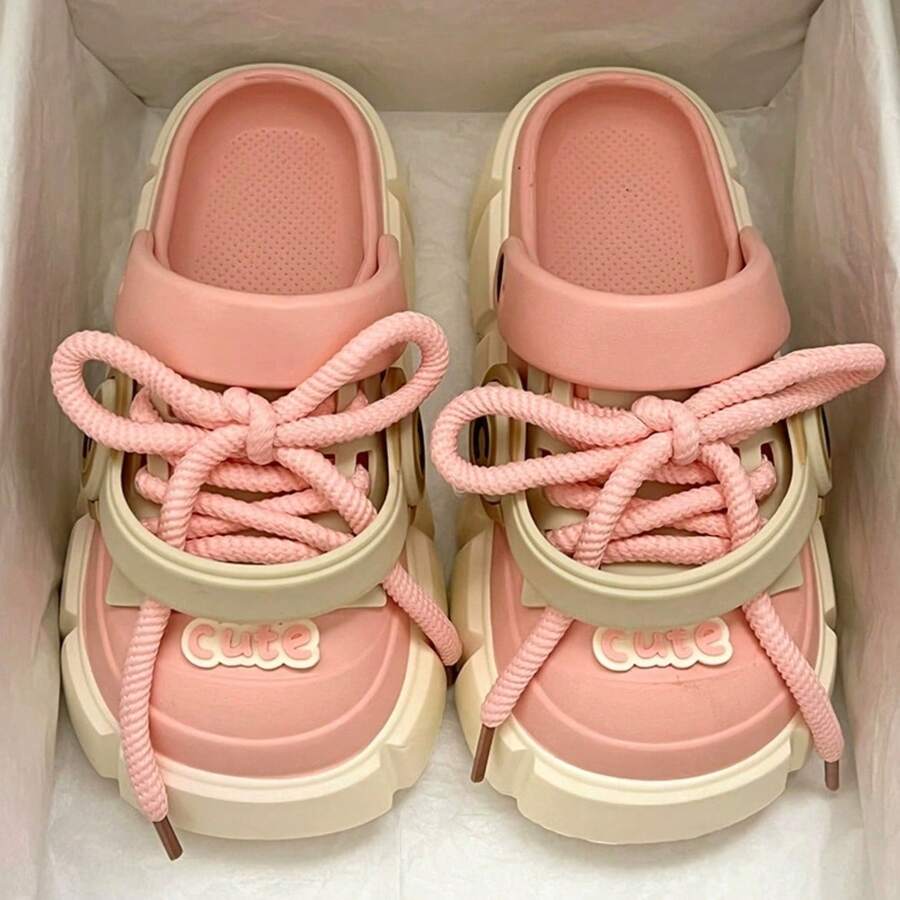 Fashion Y2K Shoes Are Versatile, Cute, Non Slip, Summer Fashion, Wear-Resistant, EVA Outdoor Thick Soled Perforated Shoes - 粉色 - 查看 1