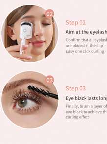 女士电动睫毛夹，1个装，可充电，快速加热，便携，持久卷翘，睫毛夹，新年礼物，旅行配件，150mAh电池