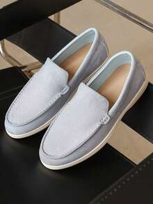 Mocassini da uomo con tacco scarpato - Scarpe casual minimaliste per quattro stagioni, Nuove scarpe da uomo di moda formale versatili con tacco scarpato nel 2025, Mocassini con un'unica staffa, Adatti per uso all'aperto, quotidiano e stile di strada - Disponibili in nero, grigio, beige e blu, Scarpe confortevoli - Blu - Visualizzare 11