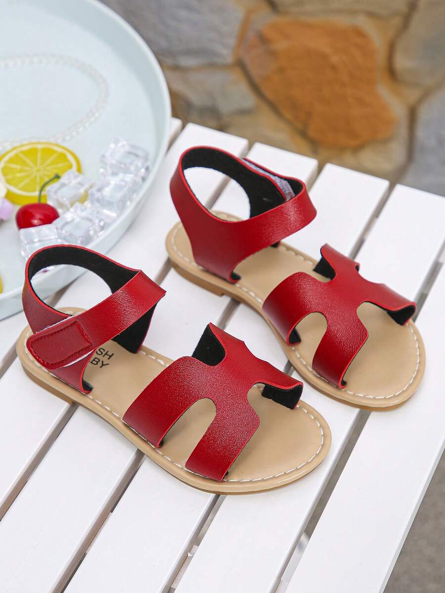 Kids Summer Girls Soft Sole Shoes, Children Flat Sandals, Toddler & Big Girl Plus Size New Arrival - Red - View 1