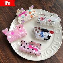 1 件毕业醋酸纤维碎花发夹,可爱动物系列优雅发夹,时尚发饰,适合洗漱、沐浴、化妆 - 送给女孩时尚发饰优雅发夹的绝佳礼物 - 彩色 - 查看 2