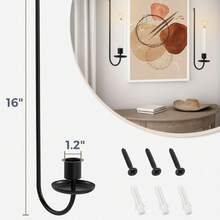 2pcs Modern Simple Style Wall Mounted Candle Holders, Wall Decor - Black - View 3