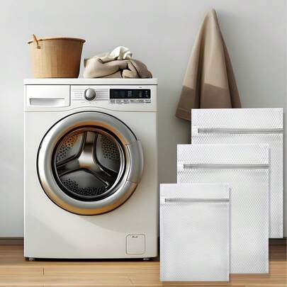 1/3 Túi giặt lưới tổ ong, Túi giặt có khóa kéo cho quần áo mỏng manh - Túi bảo vệ quần áo khi giặt - Bảo vệ quần áo trong quá trình giặt & sấy
