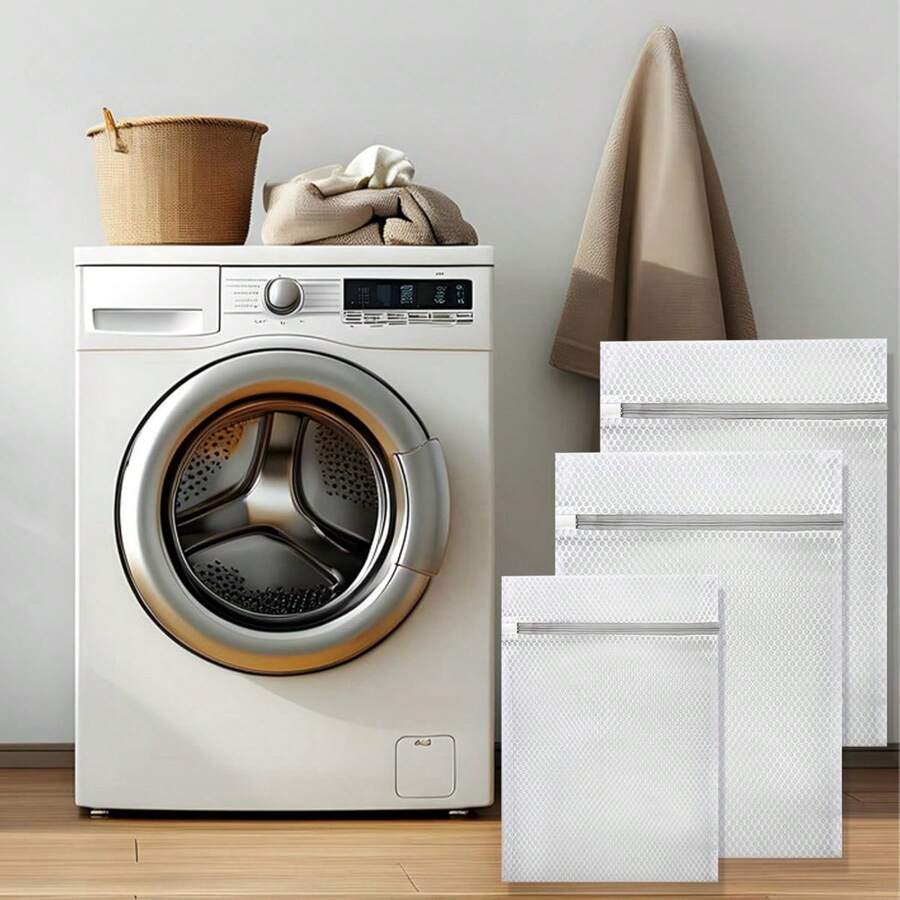 1/3 Túi giặt lưới tổ ong, Túi giặt có khóa kéo cho quần áo mỏng manh - Túi bảo vệ quần áo khi giặt - Bảo vệ quần áo trong quá trình giặt & sấy