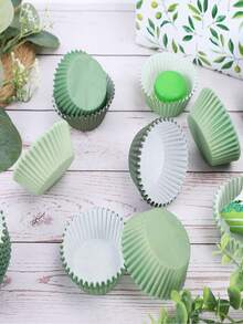300pcs Green Cake Paper Cups For Saudi National Day/Eid Celebration Party Decor Saudi National Day Saudi Saudi Arabia, Wedding And Birthday Supplies, Home And Party Decorations - Green - View 5