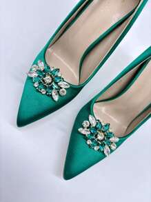 2pcs Asymmetrical Green Shoe Buckle Decor, Accessories For High Heels, Casual/Formal Shoes, Holiday/Wedding