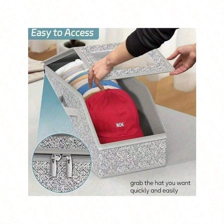 Multi-Purpose Collapsible Hat Storage Box, Large Capacity Stackable Baseball Cap Organizer, Multipurpose Home Storage - Multicolor - View 1