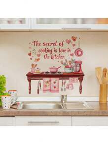 Kitchen Stickers/Decorative Stickers English Kitchen Kitchenware Butterfly Flower Rack Stickers Waterproof And Dustproof Stickers, 1 Piece Pvc Material Removable Wear-Resistant Stickers, Wall Stickers 23.62*11.81 Inches, Suitable For Kitchen Decoration, Wall Decoration, Restaurant Decoration, Interesting Birthday Gifts, Graduation Gifts, Make Your Home A New Look