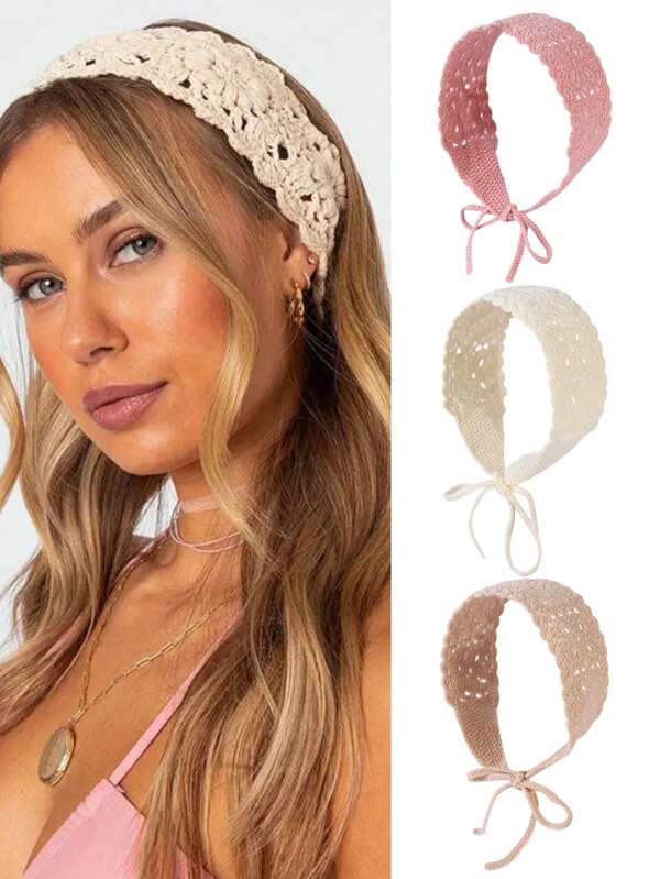 Women Bandana Bohemian Knit Braided Headbands | Pastel & Vibrant Solid Color, Sunflower Design, Perfect For Spring & Summer Beach, Parties, Daily Wear, And Photo Props, Casual Hair Accessories Hair Bands, Hairband