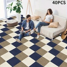 12/30pcs Square Mat 30X30cm Self-Adhesive Mixed Color Splicing Floor Mat Non-Slip Self-Adhesive Carpet Floor Tiles Mat, Anti-Slip, Easy To Sweep, Suitable For Bedroom, Living Room, Kitchen, Office, And Porch Decoration, Multi-Purpose Splicing Square Cement Non-Slip Floor Sticker,