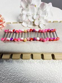 15 buc/set inele de limbă cu design floral colorat, bijuterii de corp unisex, potrivite pentru purtare zilnică și sărbători, cadou de Crăciun