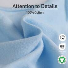 Baby Organic Cotton Swaddle 3-Pack For 0-3 Months Newborn Infant Boys Girls, Blue Elephants - 藍色 - 查看 2