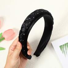 Velvet Headband For Women, Braided Velvet Headband, Braid Hair Band Winter, Criss Cross Twist Hairbands, Fashion Knotted Headbands, Hair Accessories For Women - Black - View 6