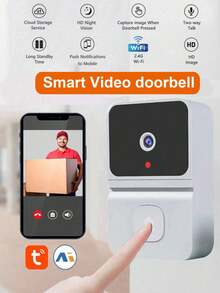 视频门铃摄像头涂鸦/Kement 高清智能 WiFi 视频门铃无线操作双向音频、夜视、云存储音频和扬声器夜视适用于 iOS 和 Android - 彩色 - 查看 10