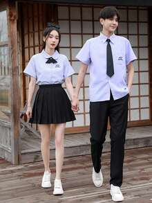 1 套 Cosplay 校服衬衫和百褶裙，JK 风格，高中生服装，春夏秋季，毕业礼物万圣节