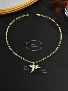 1 Simple Neutral Style NK Necklace+Angel Shaped Zirconia Pendant,European And American Hip-Hop Style Revenge Angel Pendant Necklace,Exquisite Accessories Featuring Character Elements