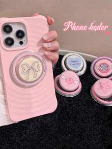 1pc Cute Cartoon Creative Personalized Magnetic Phone Holder For Girls Compatible With IPhone, Android Phone, Gift For Birthday, Family, Friends Push-Pull Phone Grip, Phone Accessories Compatible With IPhone, Android Phone, Gift For Birthday, Family, Friends - Multicolor - View 1