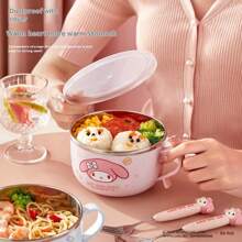 Sanrio 1 Stück Sanrio Hello Kitty und My Melody Edelstahlschüssel mit Deckel - luftdicht und auslaufsicher Lebensmittelbehälter, rostfrei und geruchsfrei Rührschüssel, einfach zu reinigen runde Salatschüssel für Mittagessen, Picknick, Arbeit, Schule - tragbares Geschenk für Familie und Freunde, Picknick Grundausstattung | Charakterthemen Schüssel | auslaufsicheres Design
