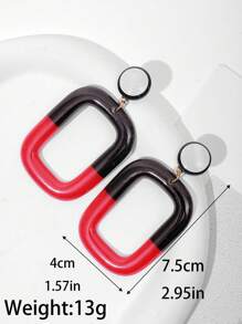 1 Pair New Geometric Rectangular Minimalist Exaggerated Earrings For Women, Suitable For Party Wear