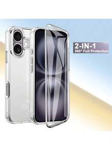 1 pieza Funda protectora transparente de 2 en 1 con protector de pantalla frontal, borde suave de TPU + cubierta trasera dura de PC, compatible con iPhone 17/17 Pro/17 Pro Max/17 Air/16/16E/15/14/13/12/11 Pro Max/Plus/SE2/SE3/7/8 y OPPO, Galaxy A07 4G, Redmi A5/12/13C/12C/Note 12 Pro/NOTE14 PRO+/NOTE13 PRO/NOTE13 PRO+/POCO M6 PRO/OPPO X6 5G