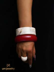 1-3 PCS Bracelet Set Resin Bangle Red White Gold Glossy Chunky Fashion Acrylic Gift For Girlfriend, Holiday Gift, Suitable For Daily Wear, Valentine's Day Gift, Date Wear
