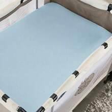 Detachable Crib Sheet Portable Camping Crib Playpen - 1 Piece 100% Cotton - 藍色 - 查看 1