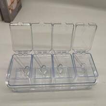 1pc 4-Compartment Transparent Seasoning Box, Spice Box, Spice Storage Container, Condiment Jar With Lid And Spoon, Suitable For Home Kitchen, Restaurant, Kitchen Supplies - Clear - View 1