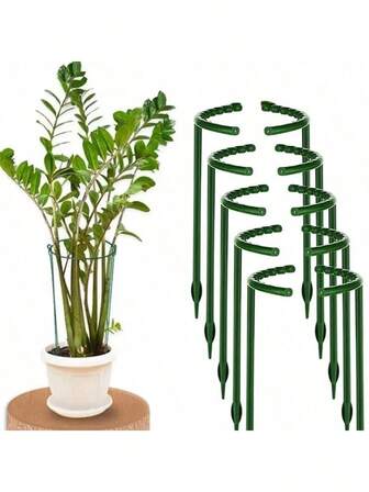 4pcs Plastic Half-Circle Trellis Cage For Potted Plants, Garden Flower Supports