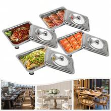 4 Piece Buffet Warmer Chafer Pan Buffet Tray With Lid Rectangular Chafing Dish Set Heat Container Food Warmer, For Schools, Buffet Restaurants Silver