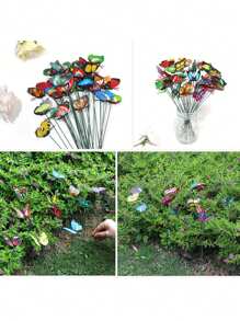 10 pezzi Picchetti decorativi da giardino - Comprende picchetti finti 3D a forma di farfalla, coleottero rosso, coccinella, decorazioni da giardino per esterni, arte da giardino, picchetti da terra a forma di farfalla e coccinella per giardino, prato, sentiero, decorazione di vasi