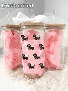 Customized Glass Cup, Personalized Glass Cup With Full-Print Pattern, Customized Water Cup, Bridesmaid Cup, Iced Coffee Cup, Personalized Gift, Proposal Gift Box, Birthday Gift, Bride Gift, Easy To Clean, Exquisite, High-Quality Customization, Personalized, Unique Ideal Gift For Her, Boyfriend, Girlfriend, Dad, Mom, Family, Friends, Son, Daughter, Students, Office Workers (DIY Assembly, Very Fun~)