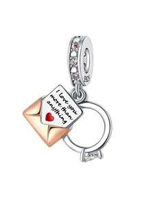 镀银吊坠皇冠包咖啡戒指巧克力玫瑰爱心玫瑰金系列吊坠吊坠球适用于手链DIY女士饰品 - 銀色 - 查看 19