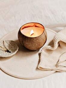 椰子壳蜡烛，1 个手工浇注椰子碗蜡烛 - 大豆蜡香薰蜡烛，天然植物精油，大豆蜡，结婚礼物，情人节氛围营造者，适合日常使用，如放松、瑜伽、沐浴、睡眠、家居装饰等 - 彩色 - 查看 7