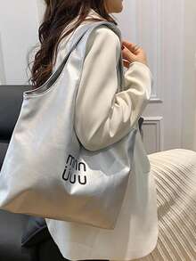 包包女2025新款休闲大容量托特包高级感单肩手提腋下通勤包 - 銀色 - 查看 3