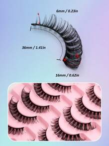 Asiteo Russian Strip Lashes 10 Pairs D Curl Fluffy Faux Mink Lashes Dramatic Volume Fake Eyelashes Extensions Makeup Strip Lashes,Lashes,Eyelashes,Fake Lashes