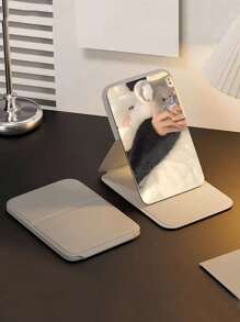 1Pc Portable Makeup Mirror, Solid Color, Simple, Portable, Foldable, Cute Pocket Mirror Best Gifts Birthday Graduation