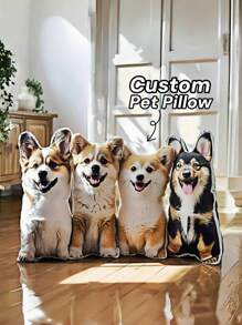 1pc Personalized Pet Shaped Pillow,Custom Photo Cushion,Dog & Cat Portrait Pillow,Pet Memorial Gift,Unique Gift For Pet Lovers,Unique Personalized Customized Gifts, Ideal For Christmas,Thanksgiving Day Ornamental,Engraved Stylish,Fashion,Colorful,Vintage,Cute,Contracted,Cuties Custom,Unique,Customized,Personalized Pet For Anniversaries,For Birthdays