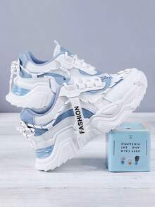 Women Wedge Sneakers - Blue - View 3