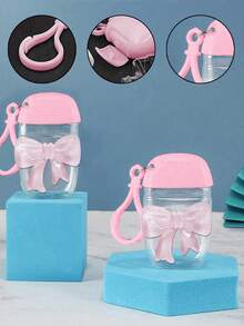 Pink Clear Empty Bottle Hand Sanitizer Bottling Bottle With Bow ,30ml,Travel ,Holder Hook Keychain, Pink Flip Cap ,Lid Reusable Portable Empty Bottle Refillable ,Cosmetic Container, Suitable For Liquid Lotion Cream,Travel Essentials Dorm Essentials,Suitable For Women, Mothers, Teachers, Friends, Students, Returning To School, And Teachers,Valentine's Day Gift,Mother's Day Gift,1 Oz (Approx. 28.3 G) - Pink - View 3