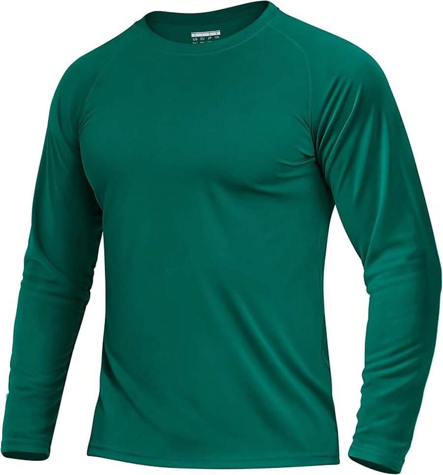 Men's UPF 50+ SPF Shirts Long Sve Lightweight Quick Dry Swim-Shirts Rash Guard - Emerald Green - View 1