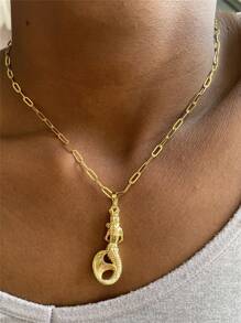 Stainless Steel Vintage Dolphin, Turtle, Mermaid Pendant Necklace, Versatile For Women