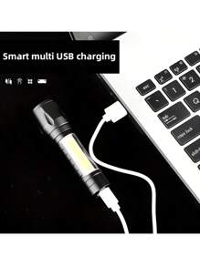 1-5 Packs Aluminum Alloy Rechargeable LED Small Flashlight, High Lumen, Super Bright Flashlight, Powerful 3 Modes COB Waterproof Flashlight For Outdoor Emergency Camping Hiking(Random Color Shipping)