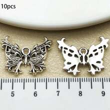 10/20 piezas surtidas de pendientes de aleación con diseño de mariposa antiguo plateado, adecuados para hacer collares, pendientes, llaveros y otros accesorios de joyería DIY