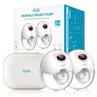 2 st/set 210 ml elektrisk bröstpumpar, 4 lägen 36 inställningar, massagesug, justerbar frekvens, luktfri, smart minnesläge (med bärväska)