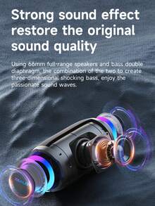 ZEALOT S61 20W Wireless Speaker, Outdoor Portable, Bluetooth Speaker, 3600mAh Long Battery, With RGB Color Lights, Up To 8 Hours Of Playback Time, Supports Mobile Phones/Tablets/TVs. Compatible With SD Card/USB/AUX, Serial Pairing Function, Suitable For/Car/Outdoor/Camping/Beach/Party - 黑色 - 查看 4