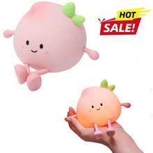 Cute Silicone Peach Night Light,3 Level Dimmable,Rechargeable And Portable LED Fruit Nightlight,Kawaii 7 Colors Tap Control Bedside Lamp For Bedroom,Christmas Gift,Birthday Gift - 1 - Xem 1