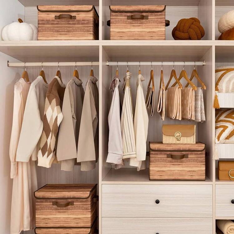 Fabric Storage Boxes, Keepsake Box, Large Storage Bins With Lids, Closet Organizers,, Storage Baskets - Brown - View 2