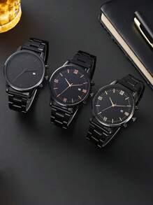 1pc Men's Fashion And Leisure Stainless Steel Strap Quartz Watch - Multi Functional And Versatile Business Waterproof Simple Watch With Calendar