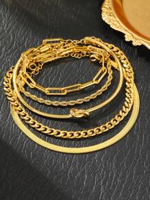5 pièces Set de bracelets minimalistes multicouches en acier inoxydable
